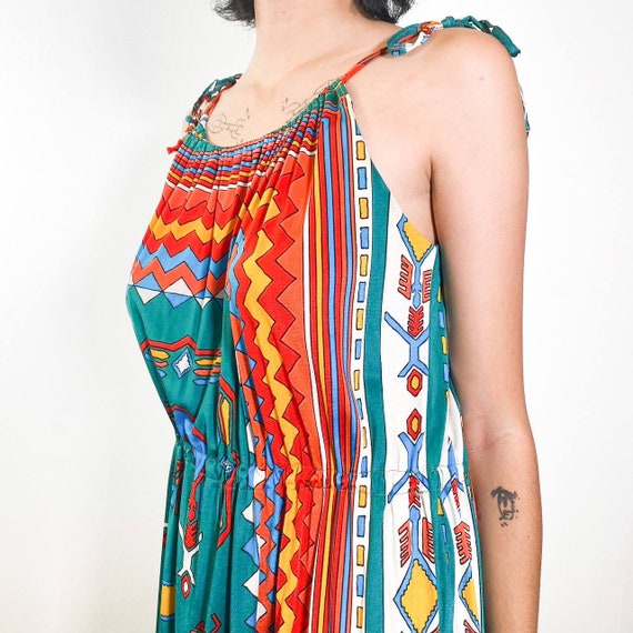 VINTAGE 1970S maxi aztec fantasy dress - image 4