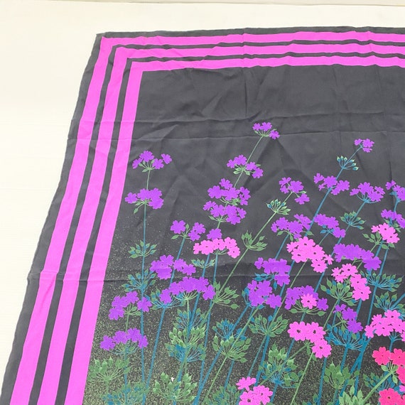 Vintage 90s VALENTINO floral silk magenta foulard - image 7