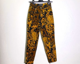 vintage années 90 VERSACE Baroque Medusa pantalon taille haute