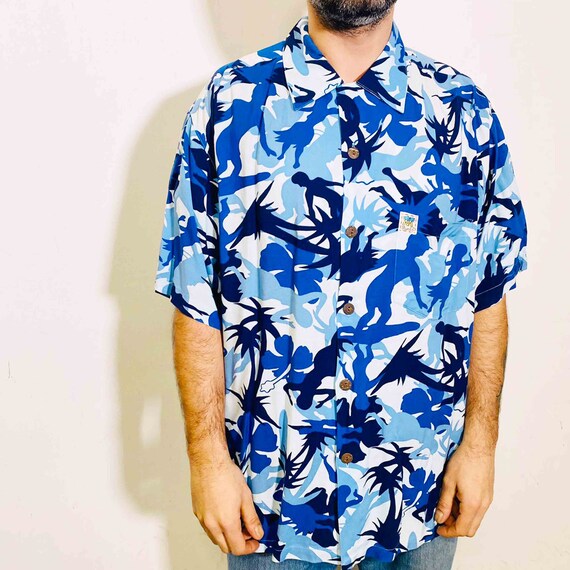 Vintage Mambo Hawaian blue shirt