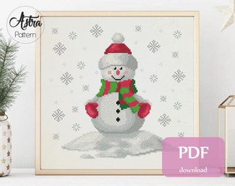 Snowman cross stitch pattern PDF, Winter cross stitch pattern, Holiday cross stitch pattern #135