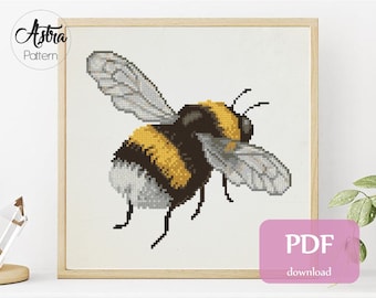 Bumblebee cross stitch pattern PDF, Insect cross stitch pattern, Bee cross stitch pattern, Nature cross stitch, Animal cross stitch #059