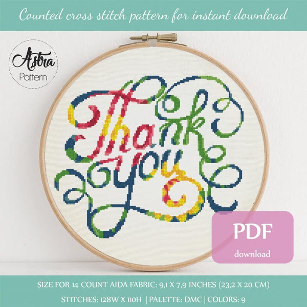 Thank you cross stitch pattern PDF, Housewarming cross stitch pattern, Modern cross stitch pattern, Quote cross stitch pattern #090