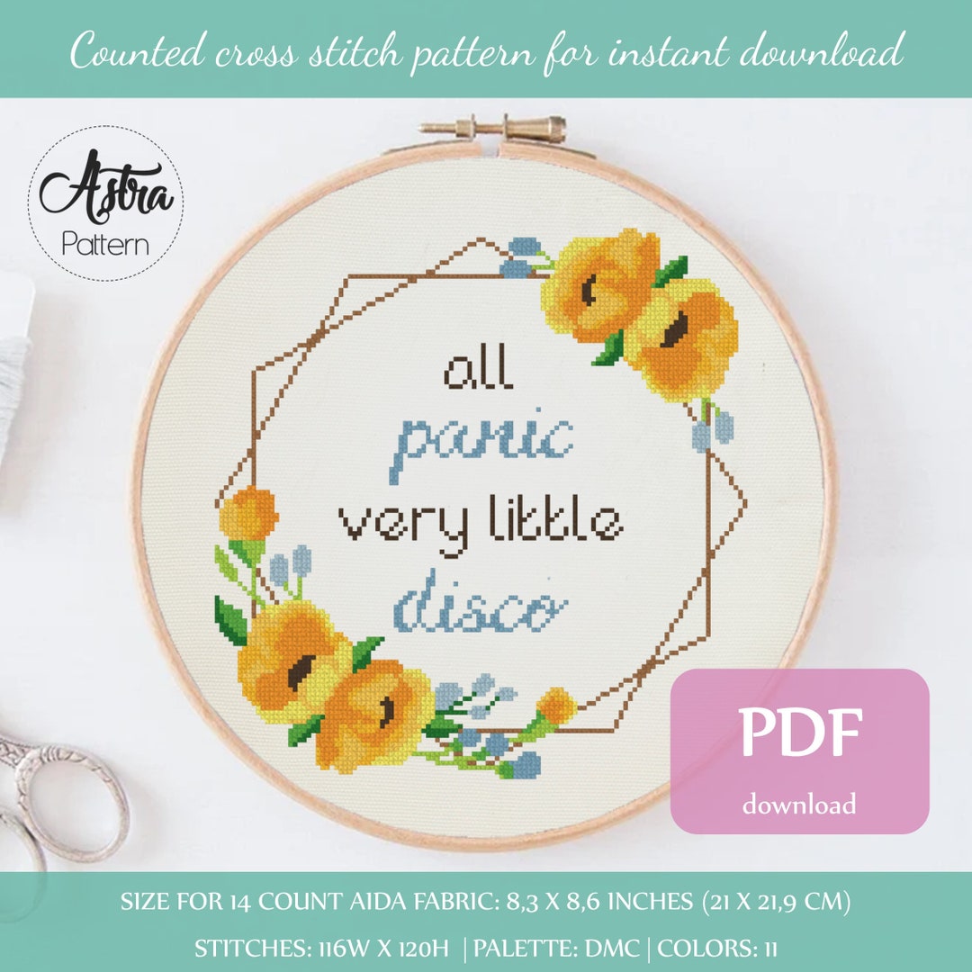 All Panic Very Little Disco Cross Stitch Pattern Digital Format - PDF ...