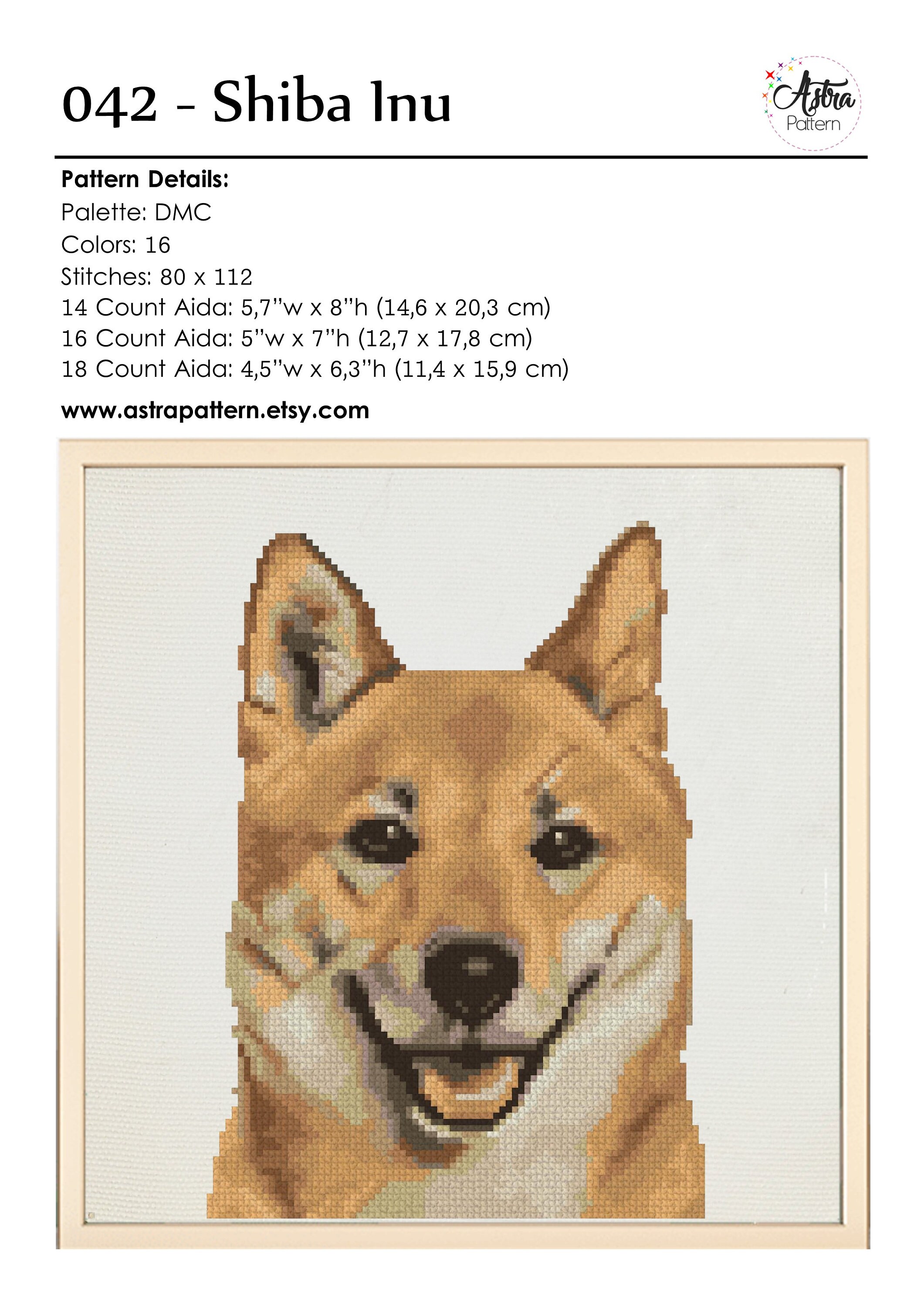 Shiba Inu Cross Stitch Pattern Digital Format - PDF, Japanese Dog