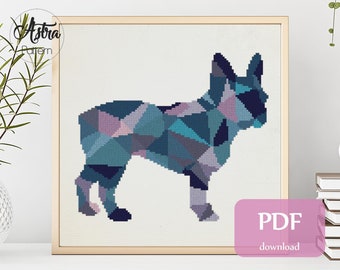 French Bulldog silhouette cross stitch pattern Digital format - PDF, French bulldog modern cross stitch pattern, Dog Cross stitch #015
