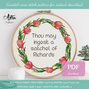 Tu peux ingérer une sacoche de Richards Cross Stitch Pattern Digital format - PDF, Funny cross stitch, Snarky quote cross stitch #318