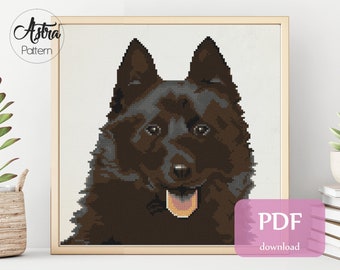 Schipperke cross stitch pattern Digital format - PDF, Dog portrait cross stitch pattern, Animal cross stitch pattern, Pet memorial gift #362