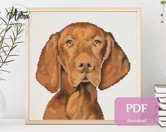 Vizsla dog cross stitch pattern Digital format - PDF, Hungarian pointer cross stitch pattern, Magyar Vizsla cross stitch pattern #093