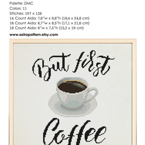 But First Coffee Cross Stitch Pattern Digital Format - PDF, Kitchen ...
