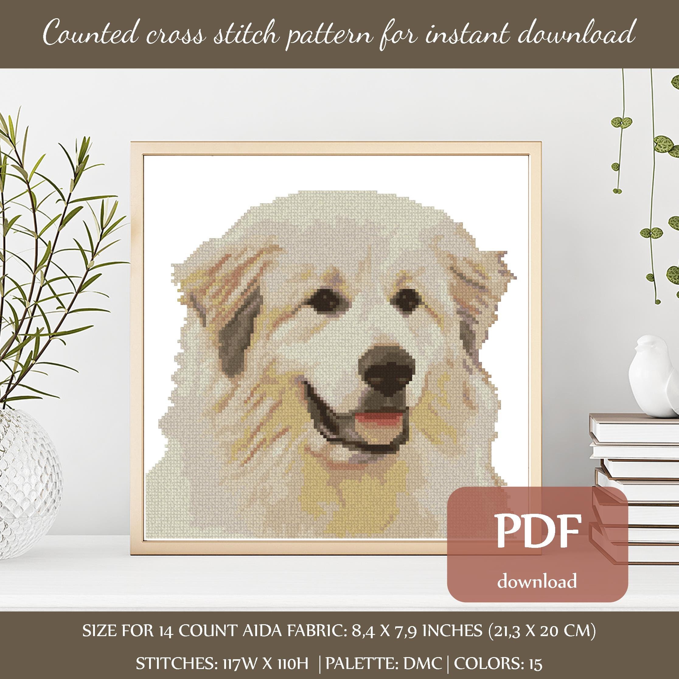 Great Pyrenees Dog Counted Cross Stitch Pattern 