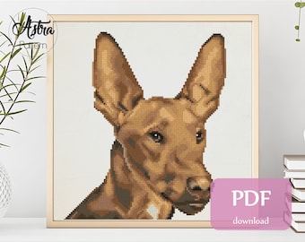 Podenco cross stitch pattern Digital format - PDF, Ibizan Hound cross stitch pattern, Pharaoh Hound cross stitch pattern #360