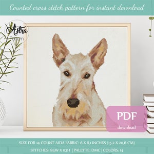 Scottish Terrier cross stitch pattern Digital format - PDF, Scottie Dog Cross stitch pattern, Pet cross stitch pattern #019