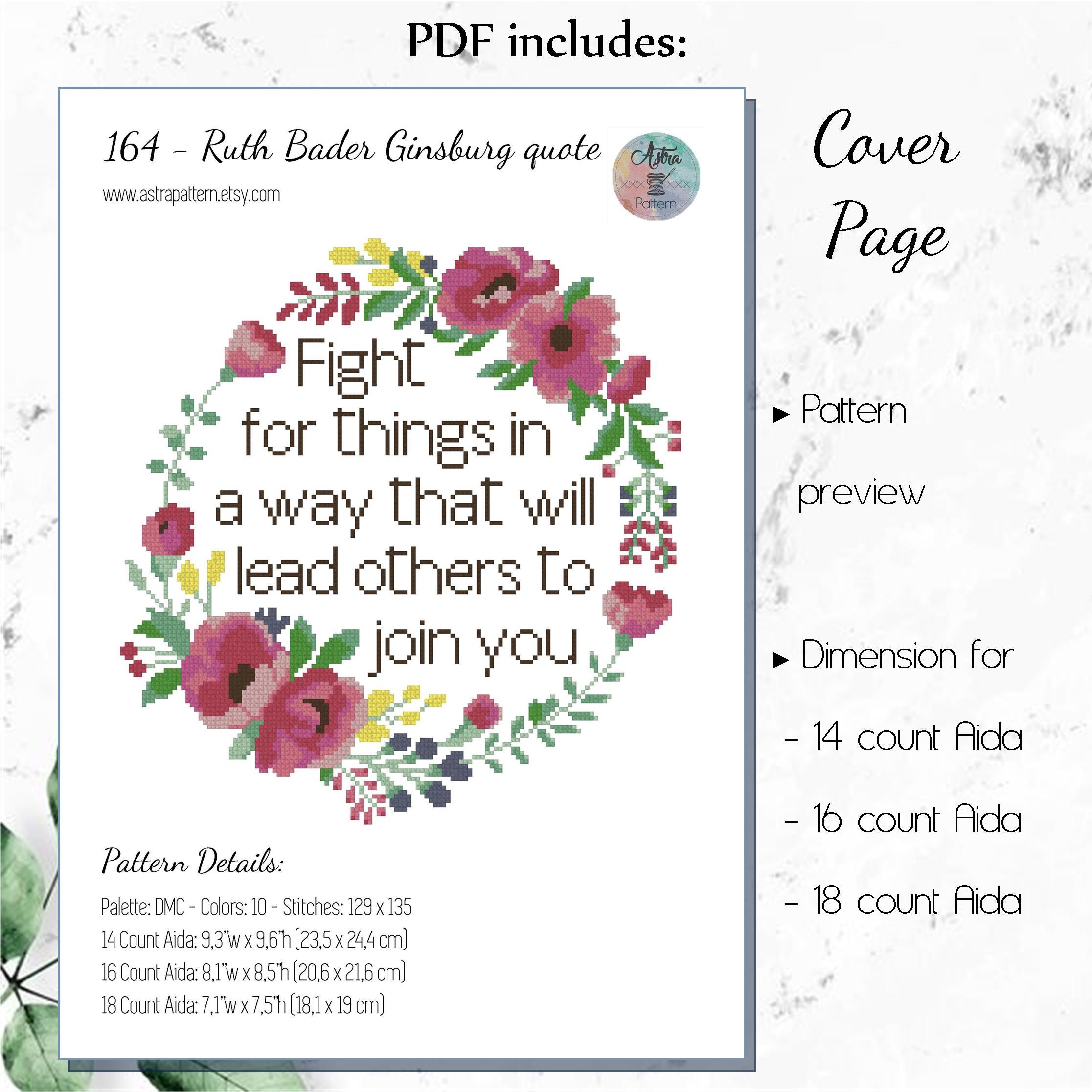 RBG Cross Stitch Pattern Digital Format PDF Ruth Bader - Etsy