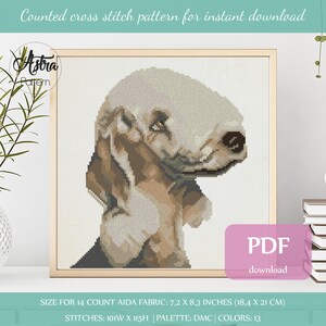 Bedlington terrier cross stitch pattern Digital format - PDF, Dog cross stitch pattern #188