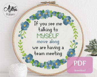 Talking to myself Cross Stitch Pattern Digital format - PDF, Funny cross stitch, Snarky cross stitch, Modern sassy cross stitch #333
