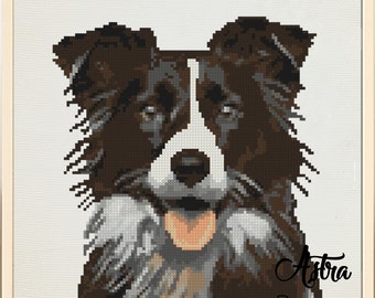Kit Point De Croix Riolis Border Collie - Motif Comptage, Aida 14ct - Neuf Complet