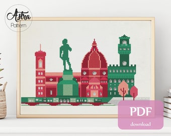 Florence cross stitch pattern PDF, Italy cross stitch pattern, City cross stitch pattern, Europe cross stitch pattern #145