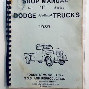Antique shop manual Dodge trucks 1939 motor parts mechanics catalog