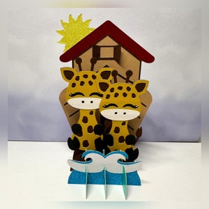 Giraffenkarte 3d. Arche Noah Karte. Tier / Natur / Wildtiere / Zoo. Geburtstag / Jubiläum / Party / Taufe.