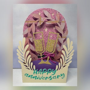 Tarjeta de aniversario. Tarjeta de caja de feliz aniversario 3d. Tarjeta de felicitación de aniversario de boda. Esposo esposa prometido socio.