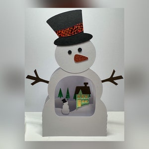 Carte 3D de bonhomme de neige de Noël. Décoration de fête.  Carte de voeux de Noël.