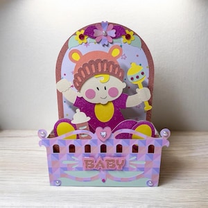Neue Babykarte 3d. Kleines Mädchen. Baby Junge. Neue Eltern / schwanger / Babyparty. Mama / Papa.