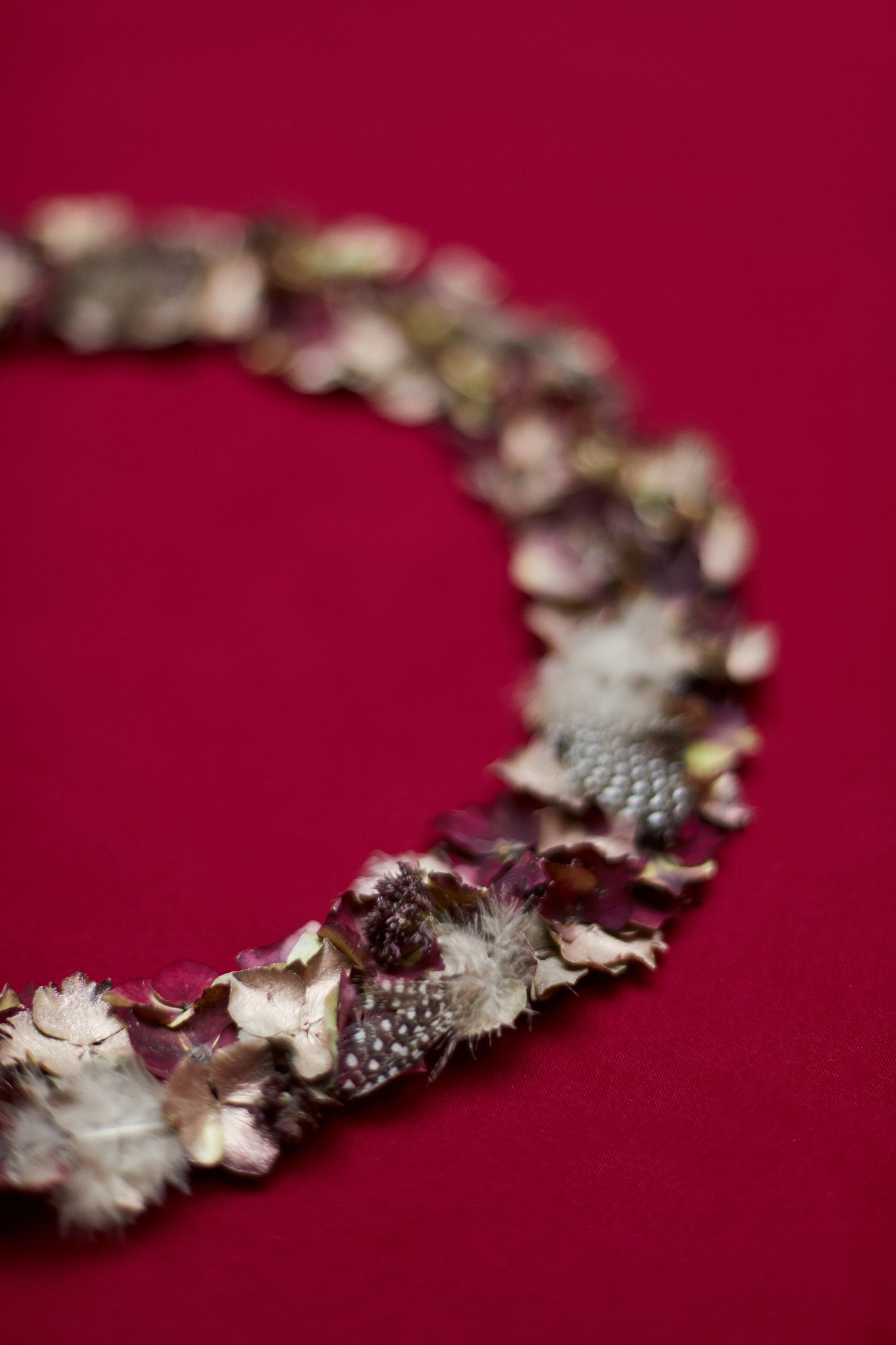 Couronne Murale en Fleurs Séchées - Violet et Rose Gold