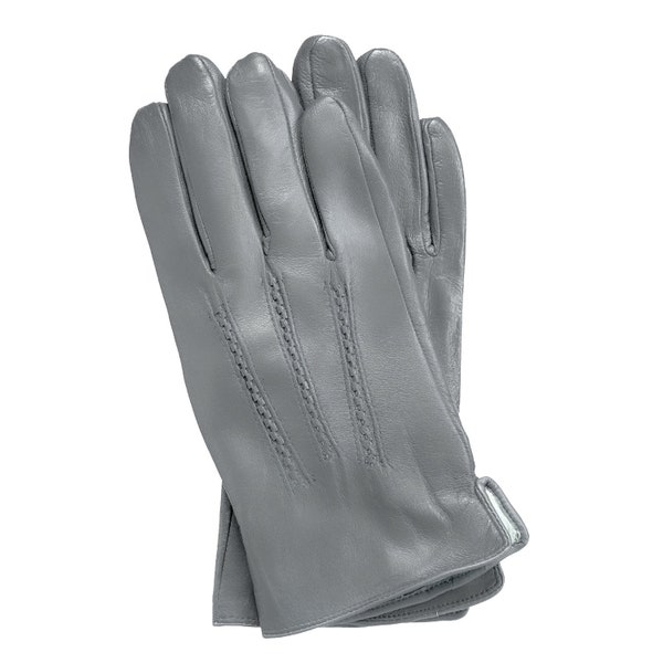 Gants en cuir pour hommes Shadow gris clair avec surpiqûres