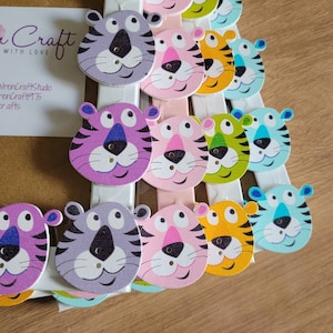 Colourful Wooden Cartoon Tiger Button Photo Frame 4 x 6 inches