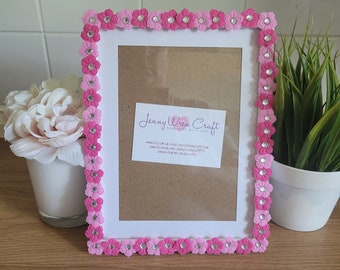 Pink Felt Flower with Rhinestones Photo Frame 6 x 8 inches