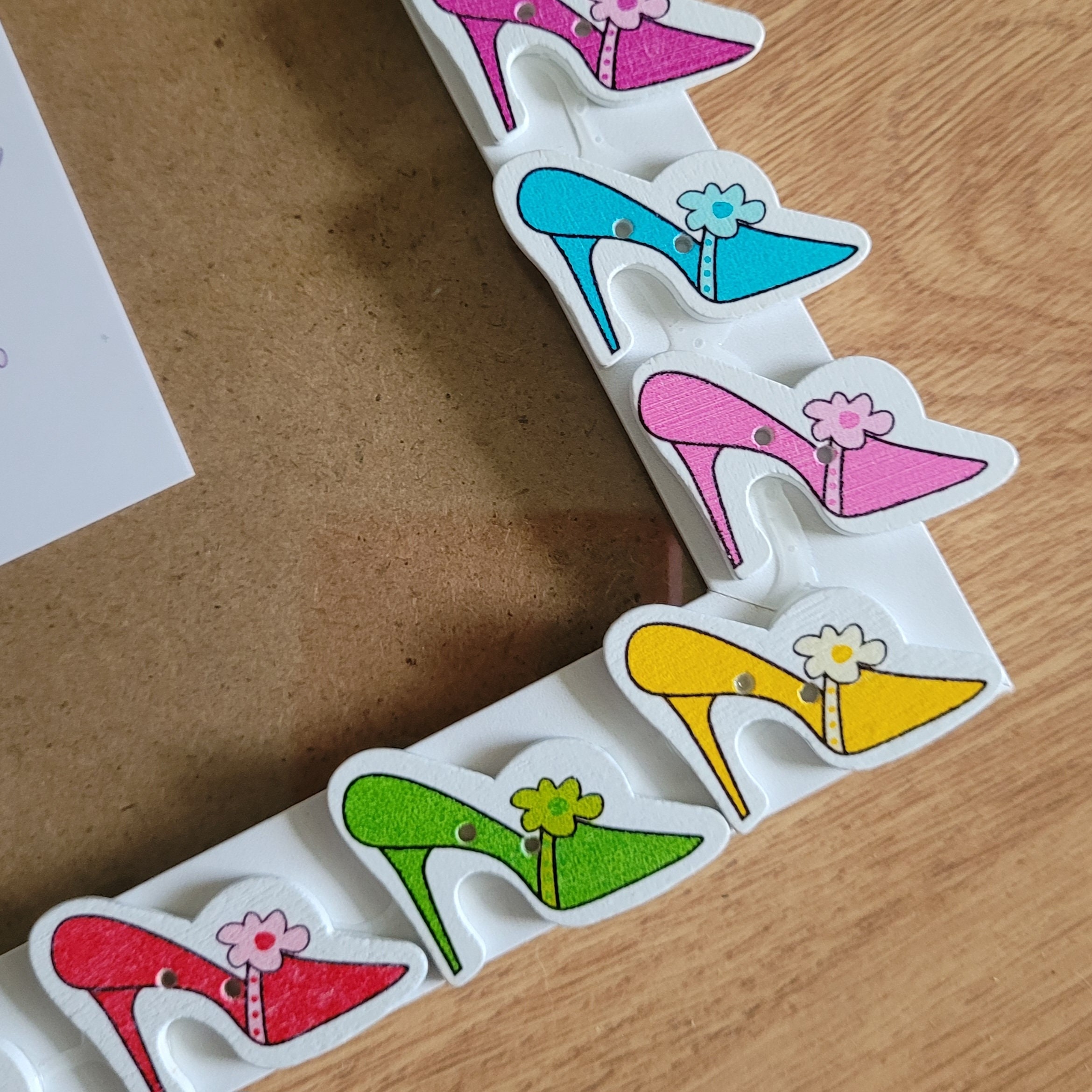 Colourful Stiletto/high Heeled Shoe Wooden Button Photo Frame 5 X 7 ...