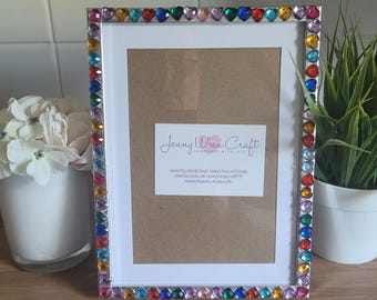 Colourful Heart Rhinestone Photo Frame 6 x 8 inches