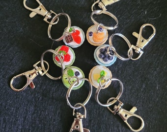 Colourful Resin Fruit Tart Key Ring/Bag Tag