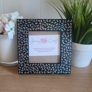 Silver Scissors Glitter Square Photo Frame 4 x 4 inches