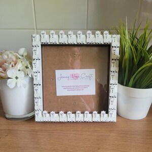 White Llama/Alpaca Wooden Buttons Square Photo Frame 6 x 6 inches