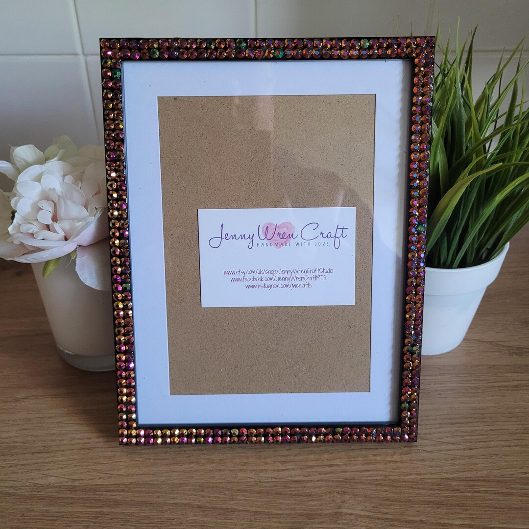 Black Iridescent Rhinestone Photo Frame 5 X 7 Inches With Border, 8 X 6 ...