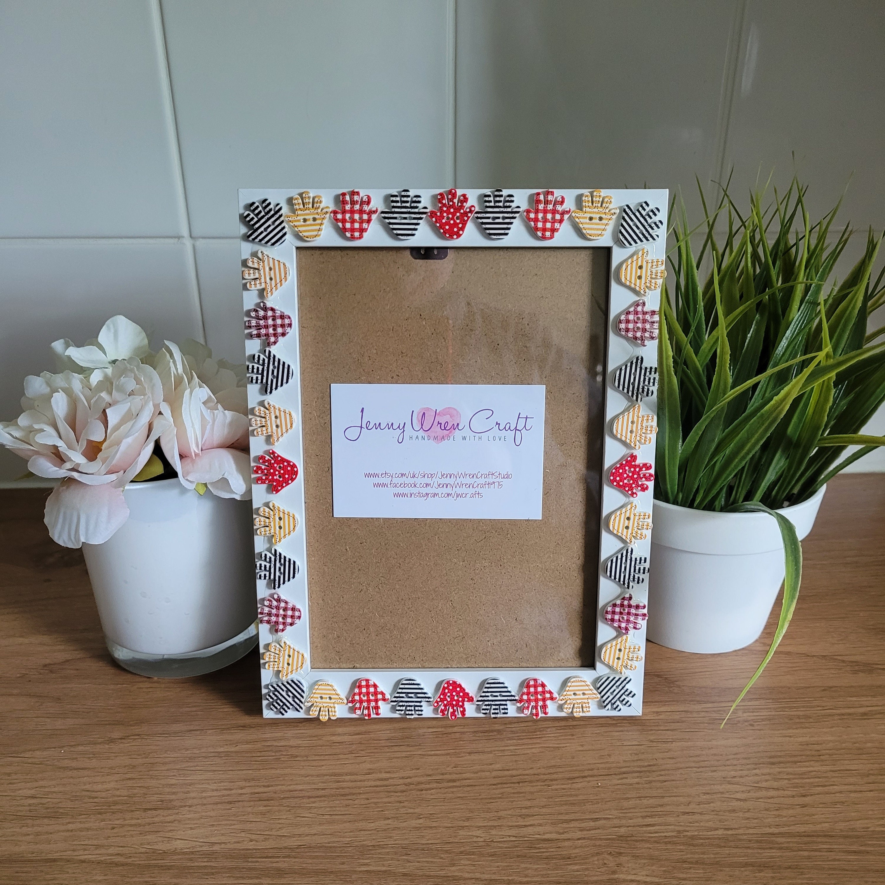 Colourful Wooden Hand Print Button Photo Frame 5 X 7 Inches - Etsy