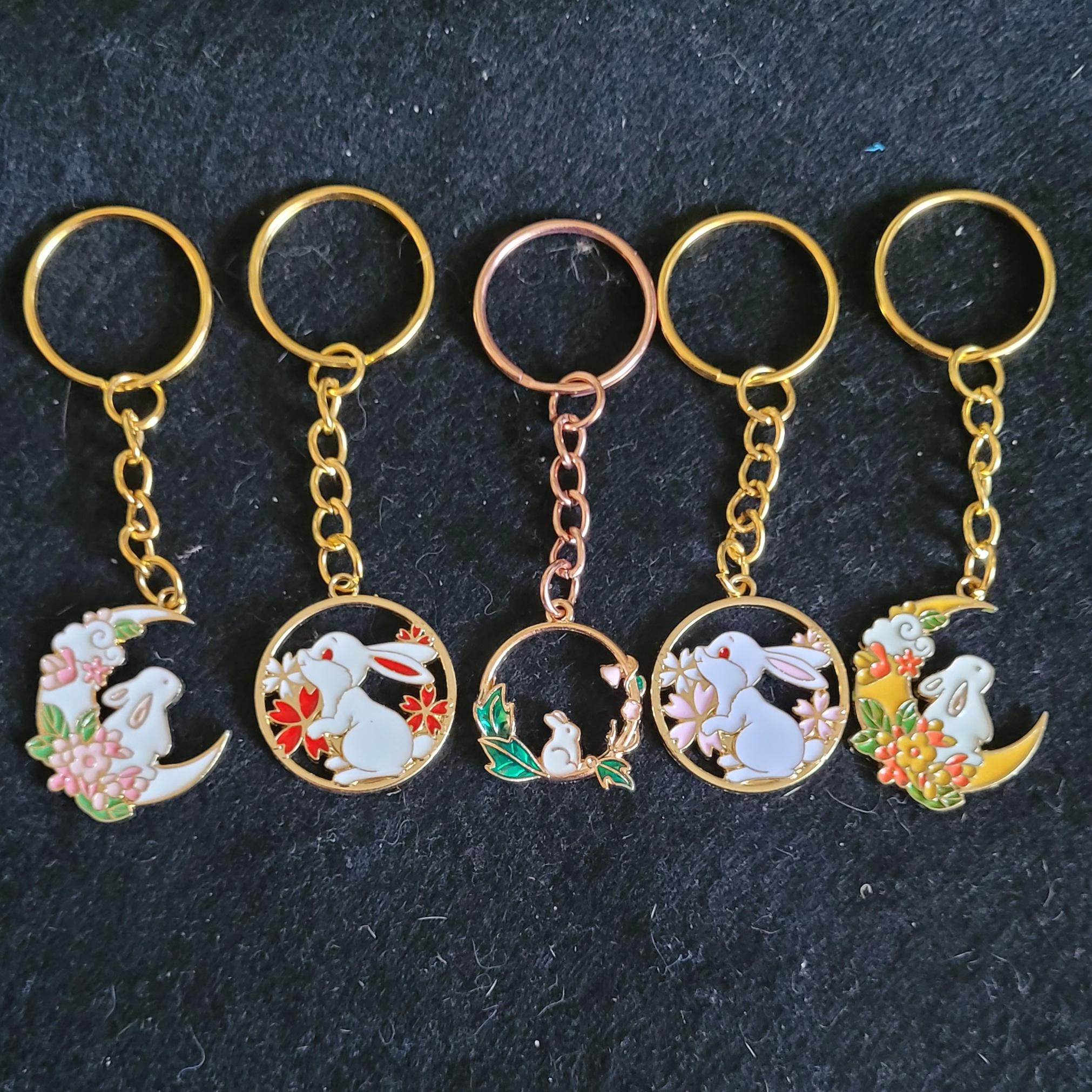Colourful Enamelled Gold Alloy Bunny Rabbit Key Ring/bag Tag - Etsy