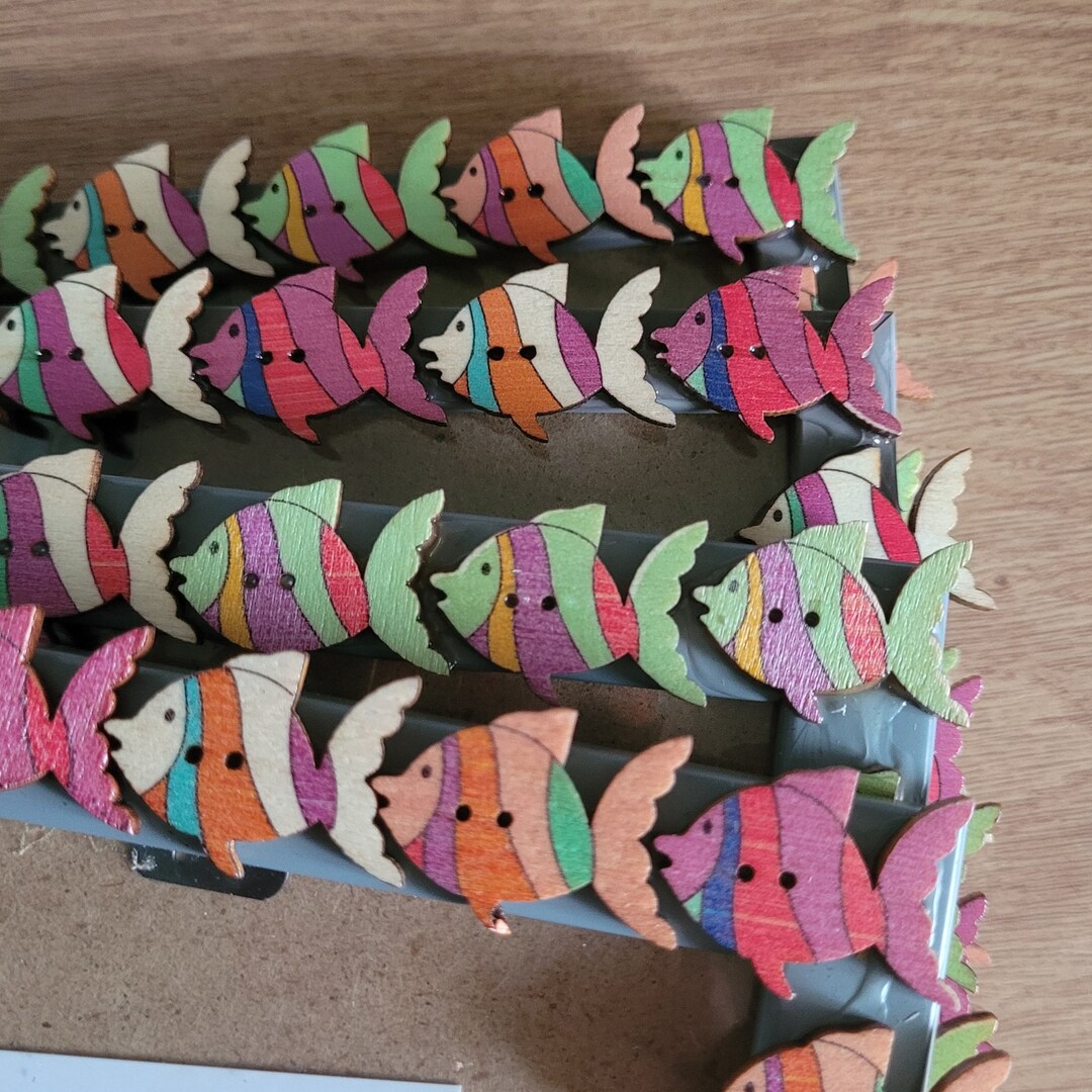 Colourful Wooden Angel Fish Button Photo Frame 4 X 6 Inches - Etsy