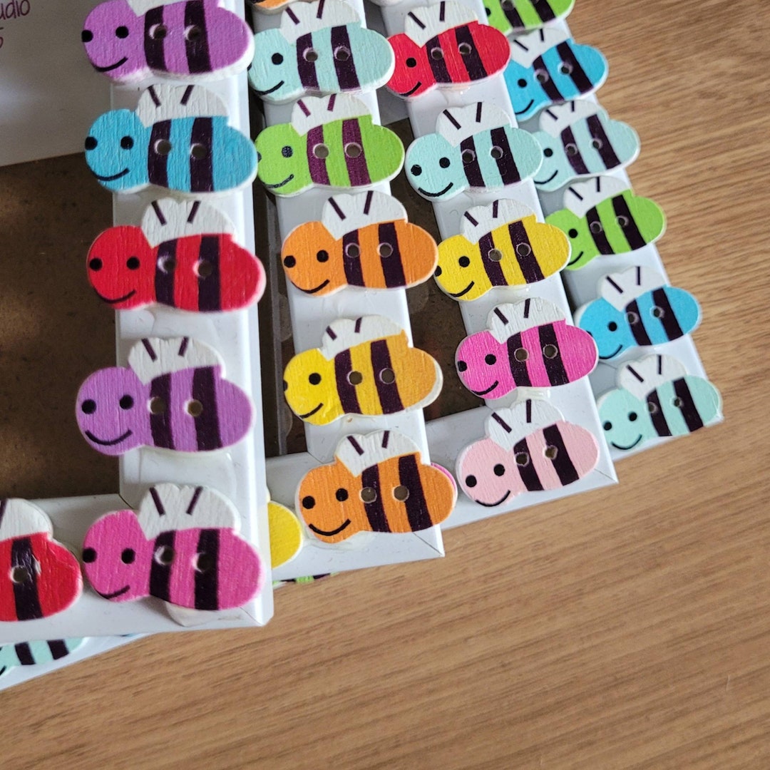 Colourful Wooden Bee Button Photo Frame 4 X 6 Inches - Etsy