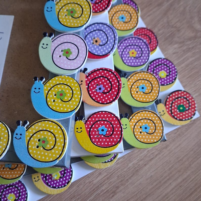 Colourful Wooden Snail Button Photo Frame 4 X 6 Inches - Etsy
