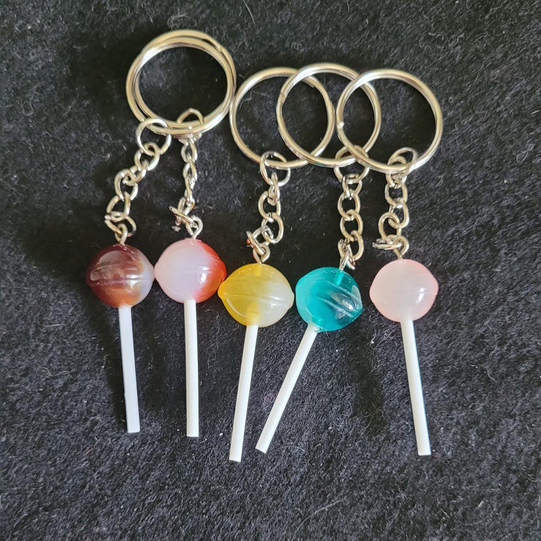 Pop Key Rings Colourful Resin Lolly Pop Key Ring/bag Tag - Etsy