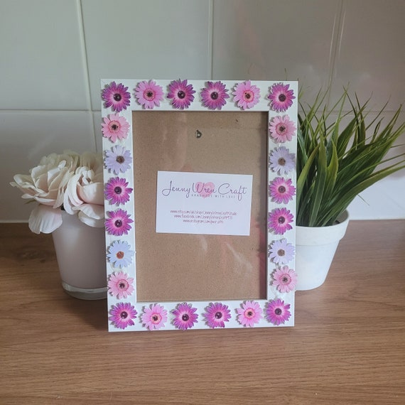 Colourful Floral Wooden Button Photo Frame 5 X 7 Inches - Etsy