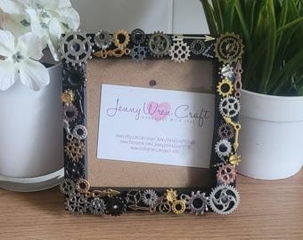 Metallic Gears and Cogs Square Photo Frame 4 x 4 inches