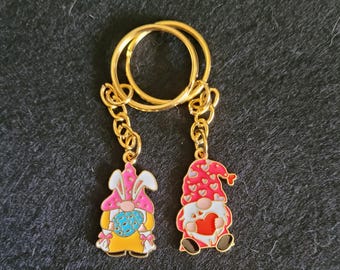 Gold Alloy Enamelled Gnome/Gonk Key Ring/Bag Tag