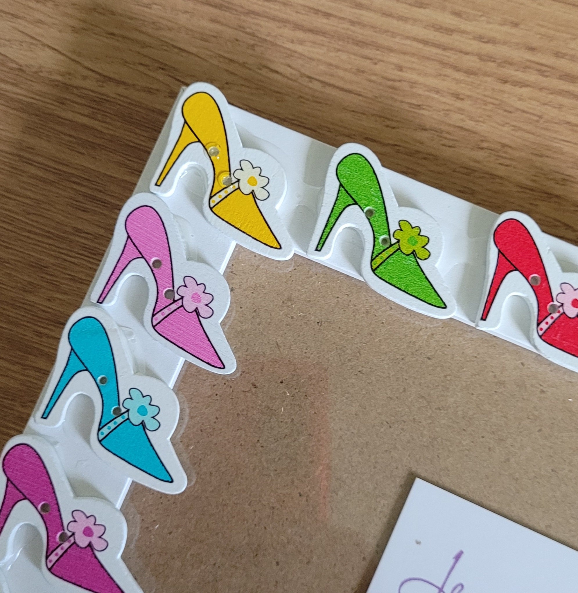 Colourful Stiletto/high Heeled Shoe Wooden Button Photo Frame 5 X 7 ...