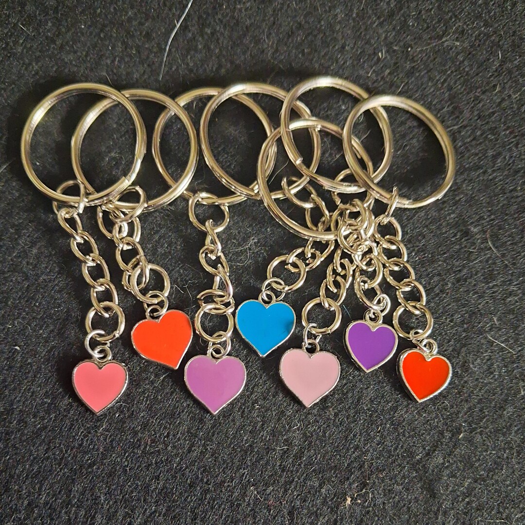 Colourful Enamelled Silver Alloy Heart Key Ring/bag Charm - Etsy