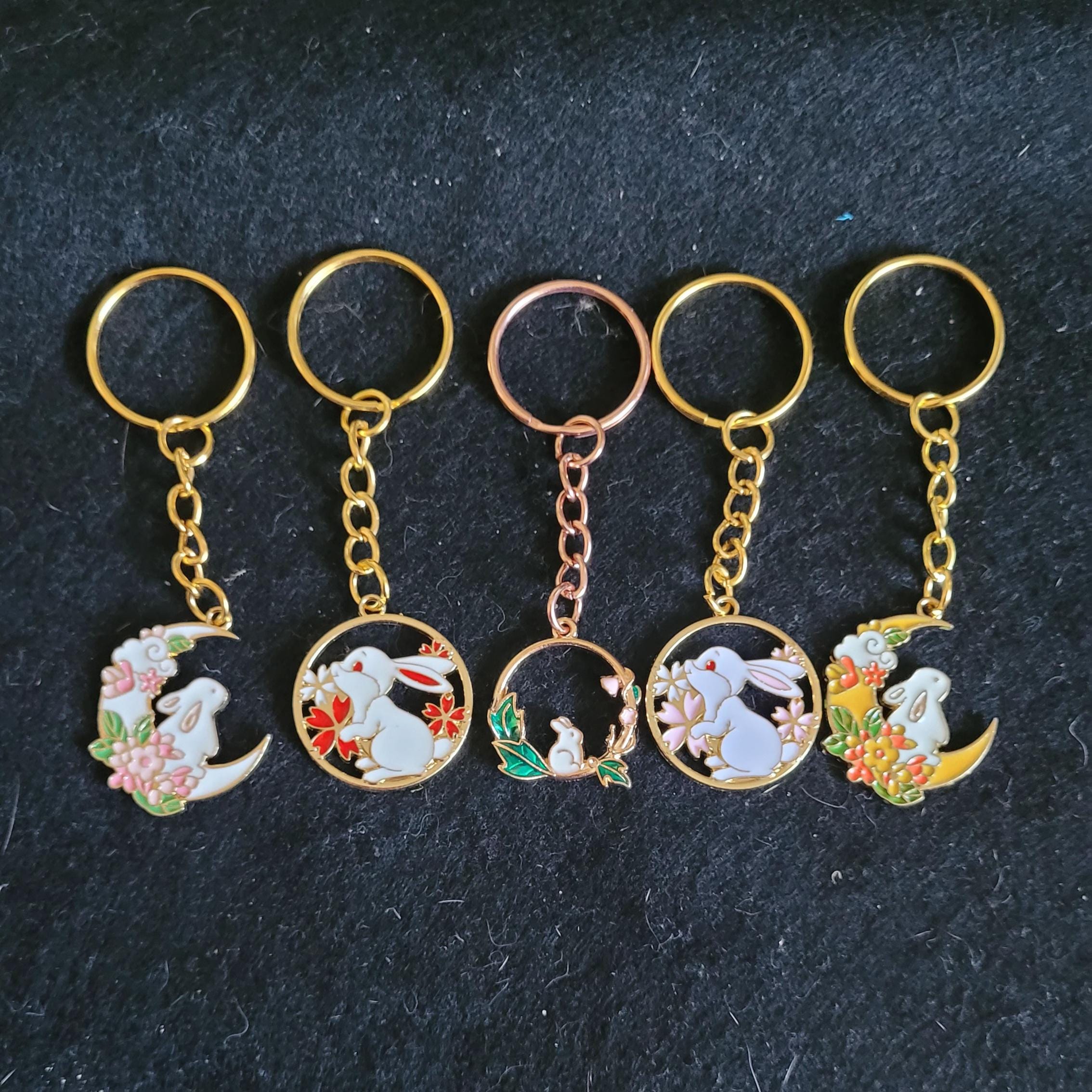 Colourful Enamelled Gold Alloy Bunny Rabbit Key Ring/bag Tag - Etsy