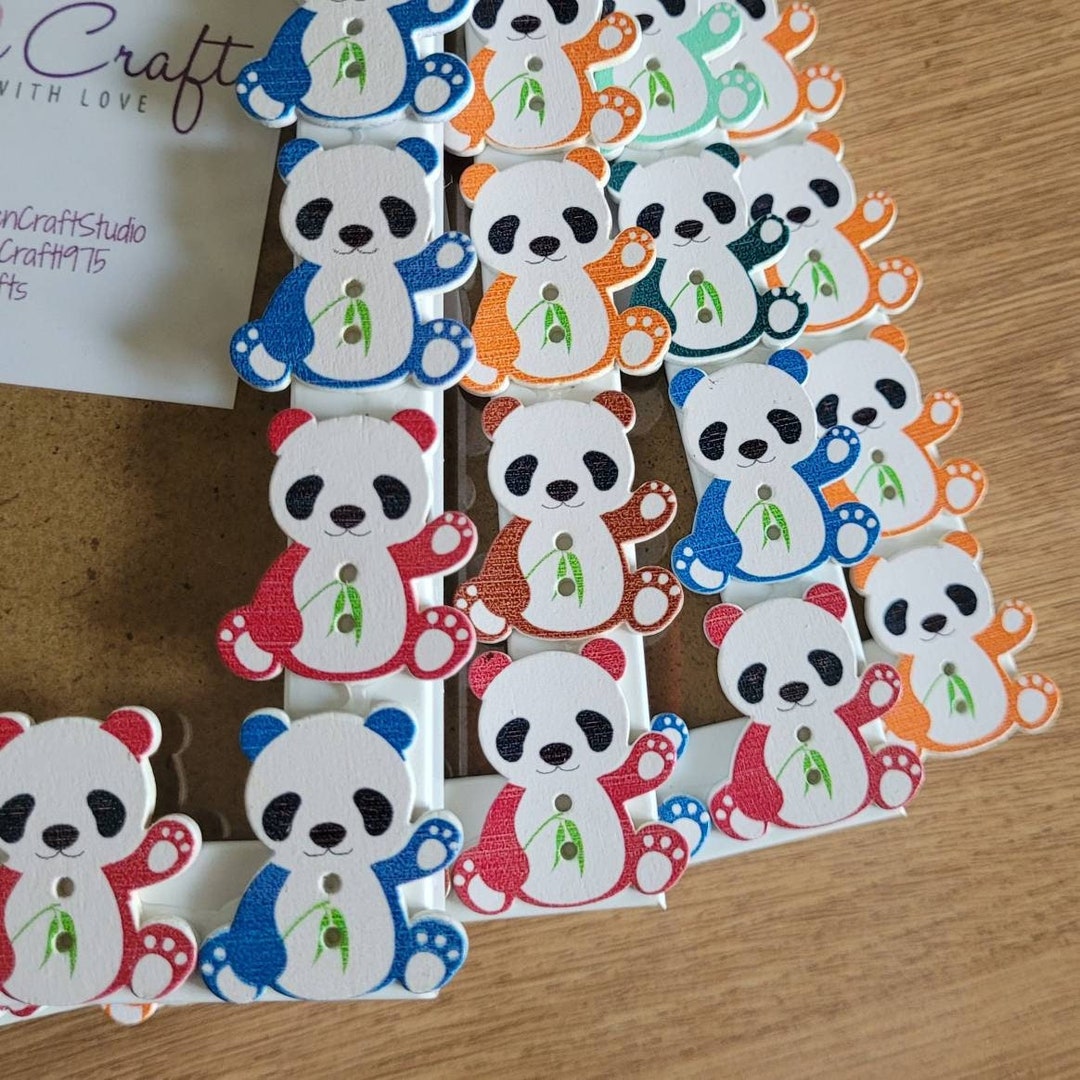 Wooden Colourful Panda Button Photo Frame 4 X 6 Inches - Etsy